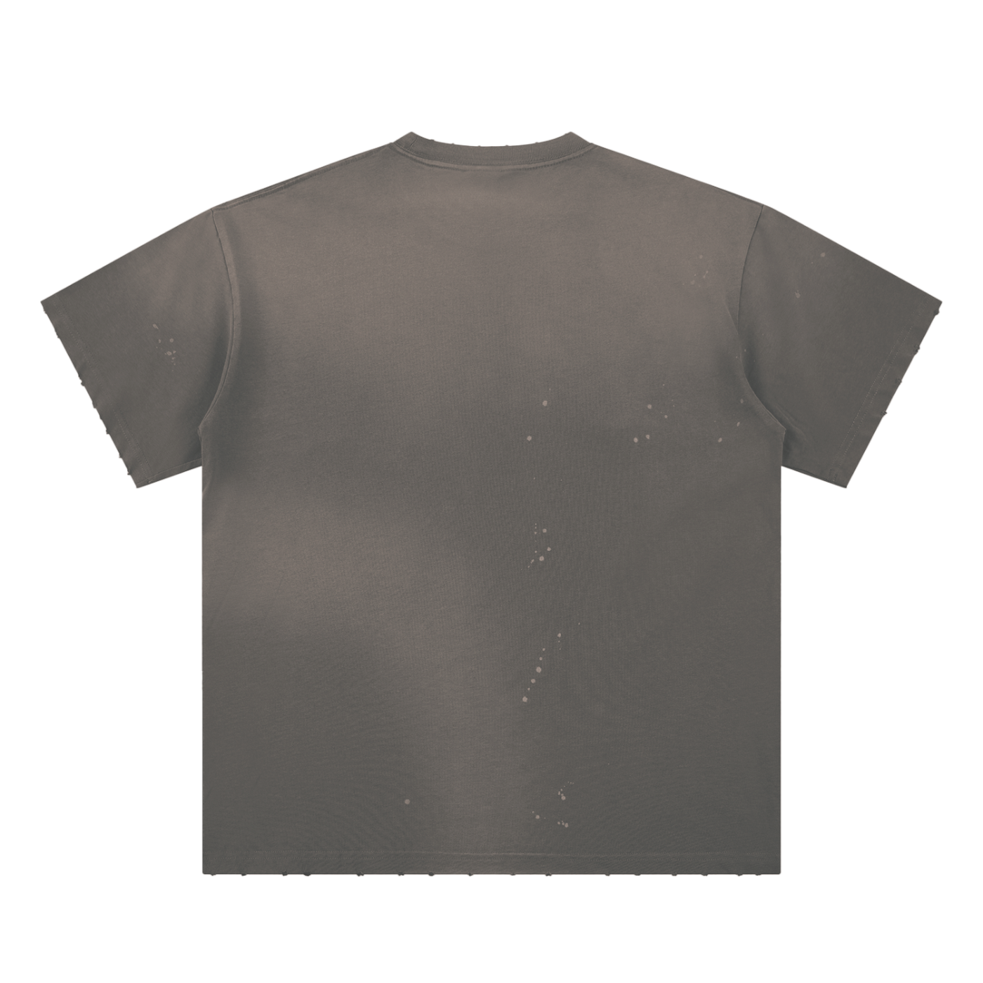 Hand-Frayed Sunfade Paint Splatter T-Shirt (Tan)