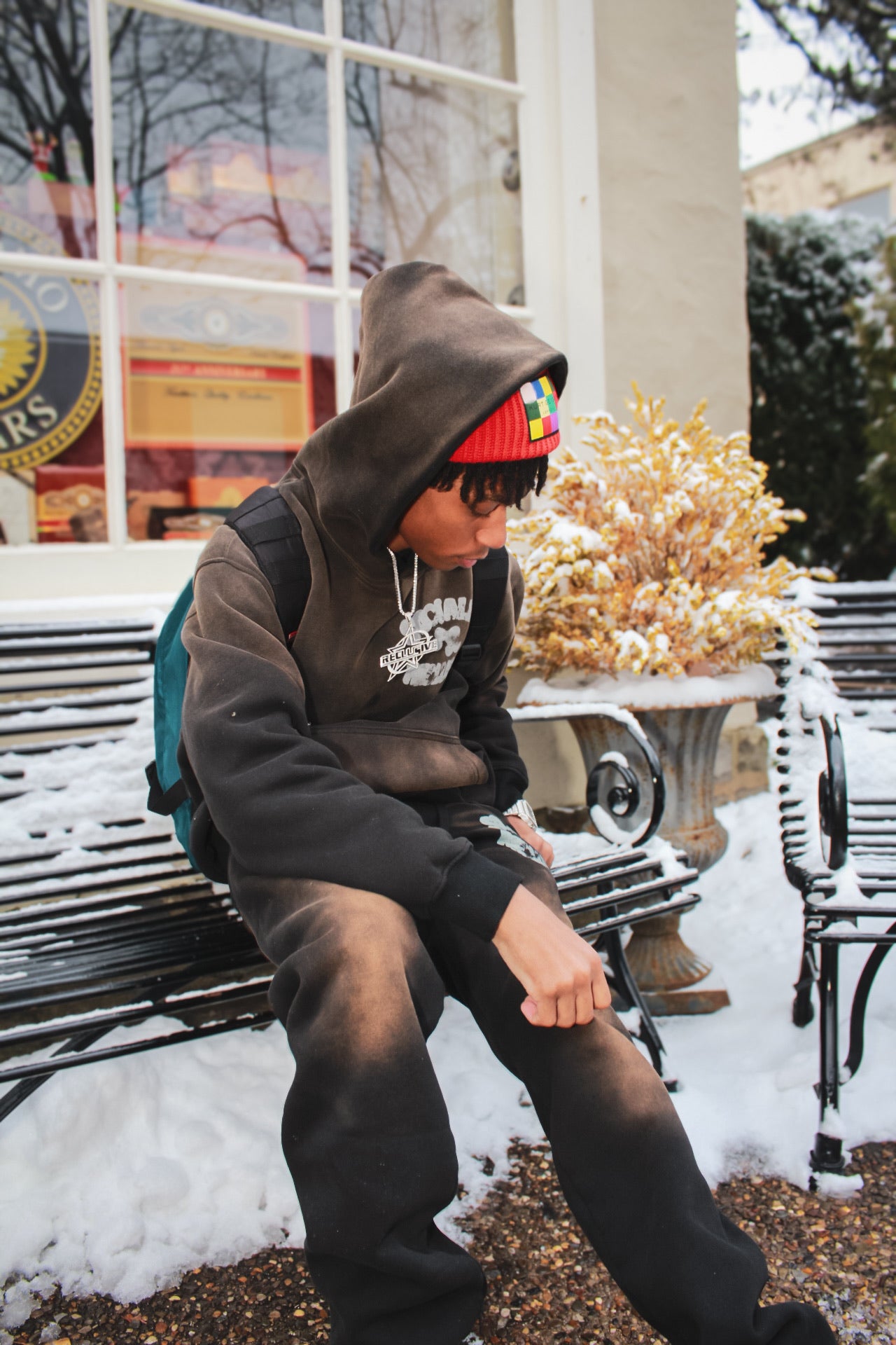 BLACK UNISEX WASH DYED FLEECE HOODIE