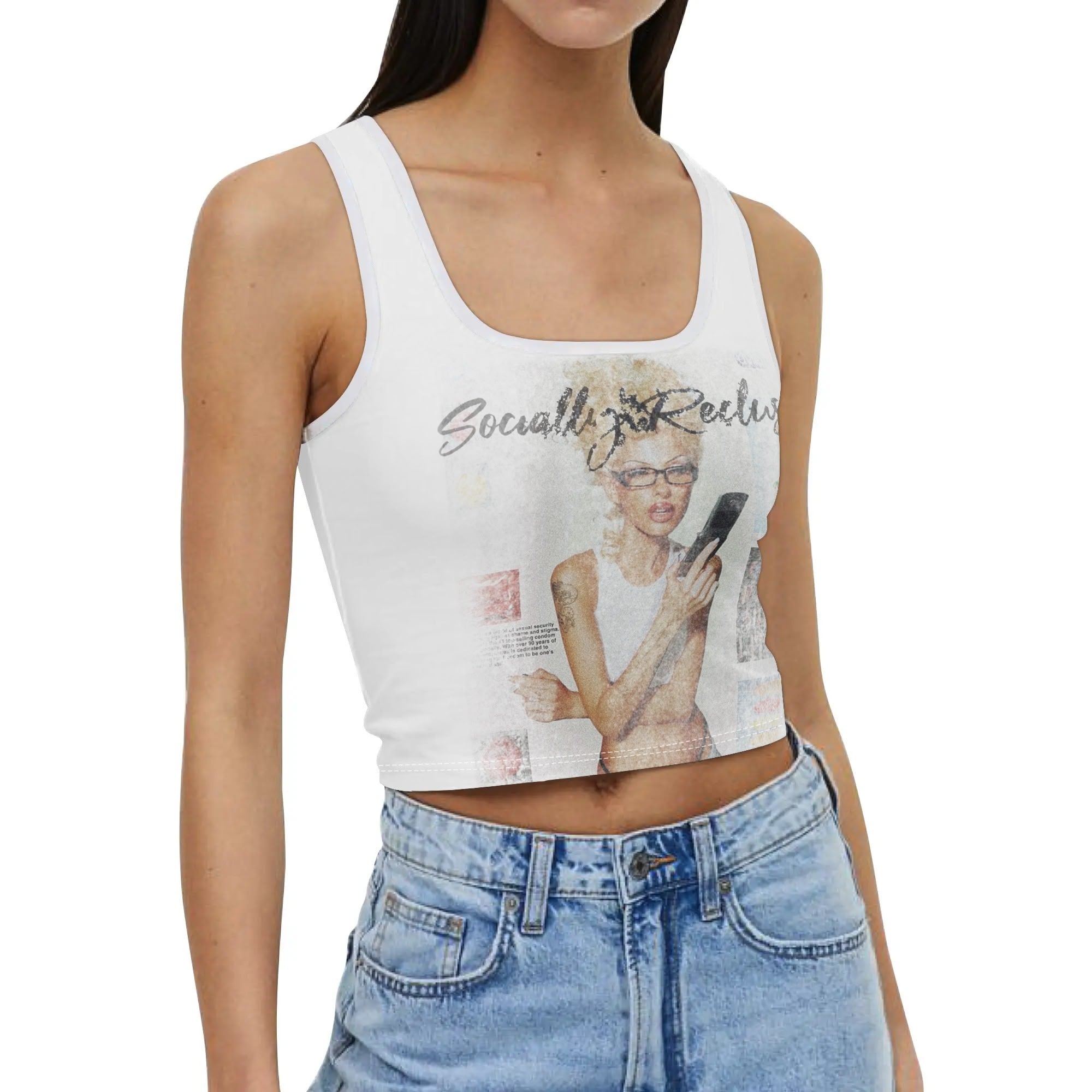 Womens Stretch Crop Tank Top