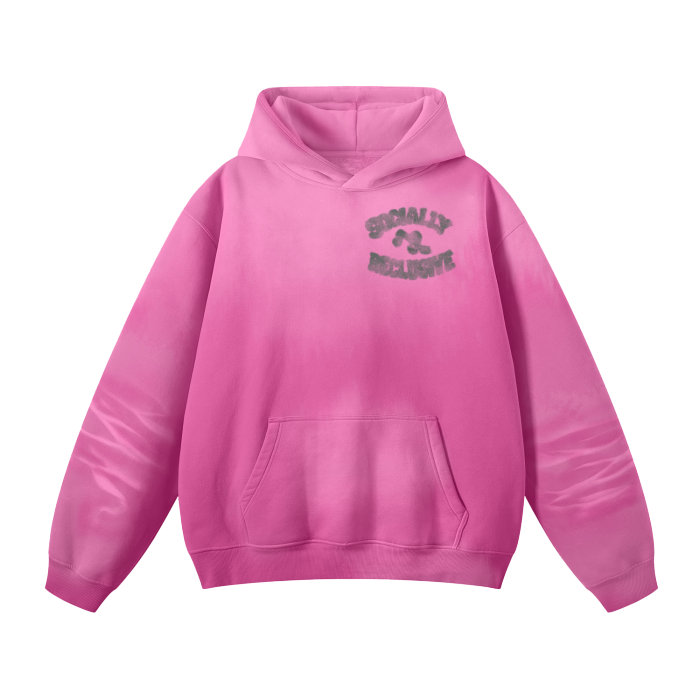 Pink Unisex Washed Dyed Fleece Hoodie