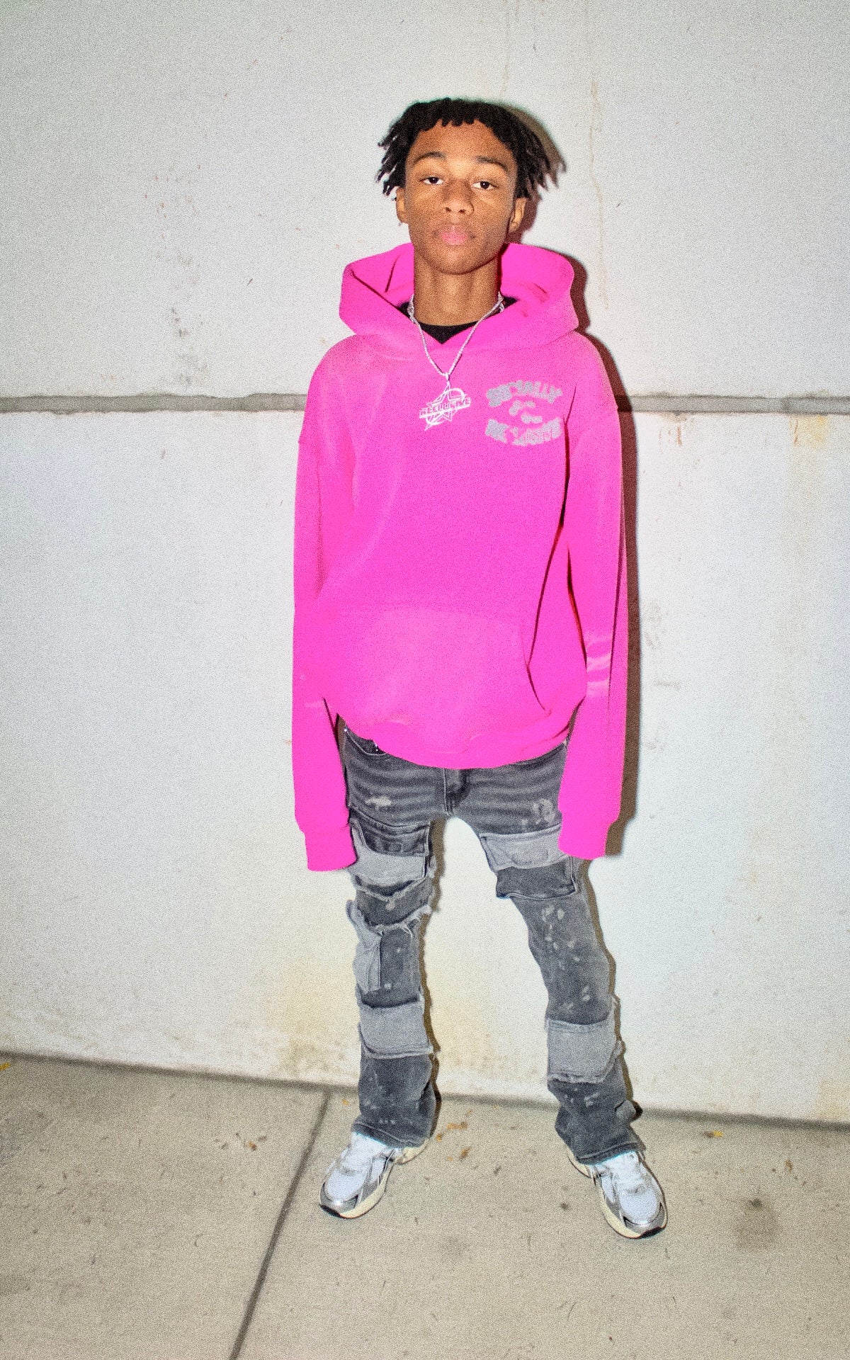 Pink Unisex Washed Dyed Fleece Hoodie