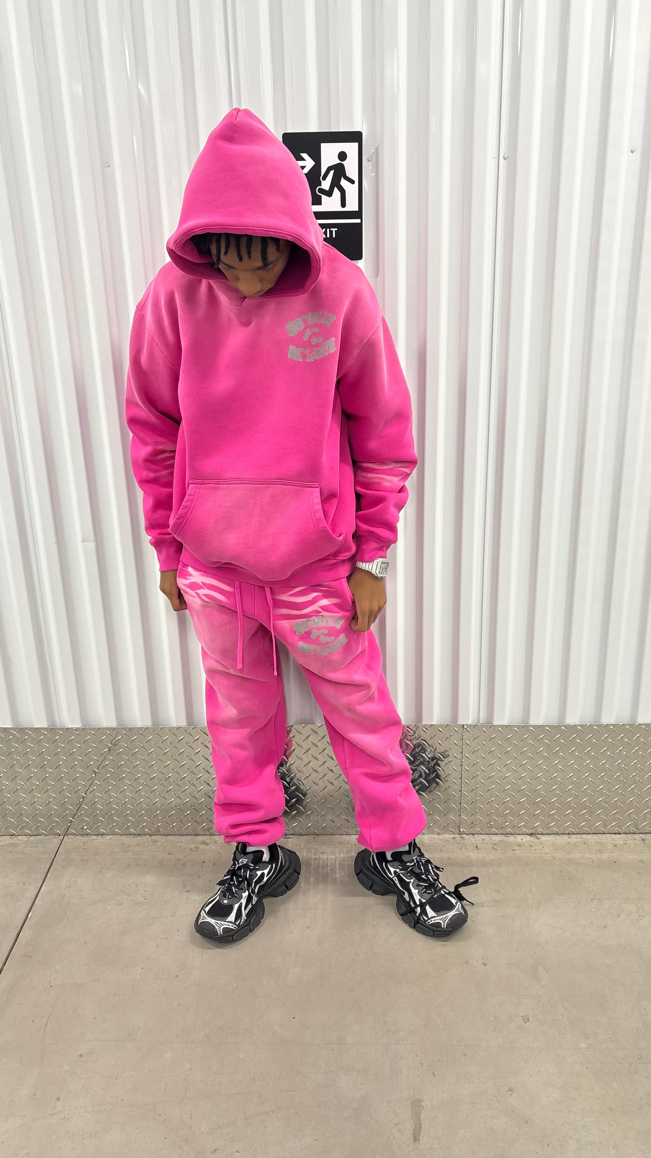 UNIEX DYED WASHED FLEECE SET (PINK)