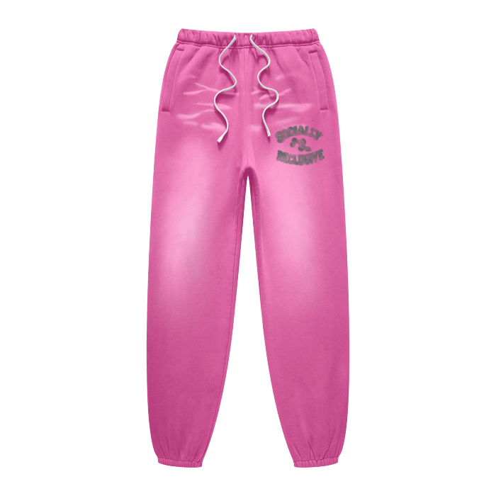 Pink Unisex Washed Dyed Fleece Joggers