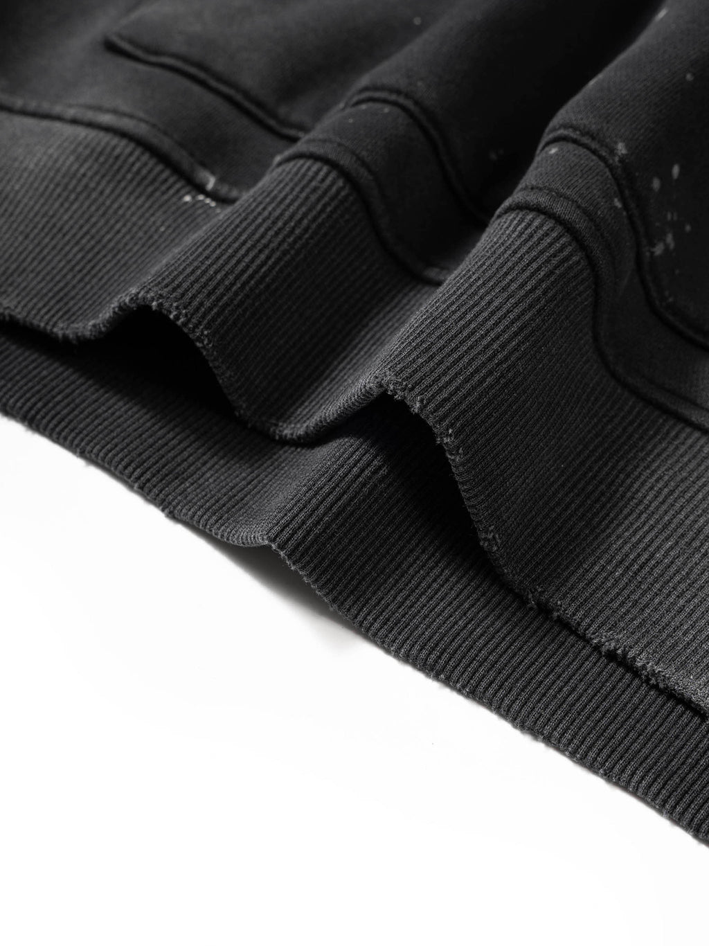 Vintage Wash Frayed Hoodie (Black)