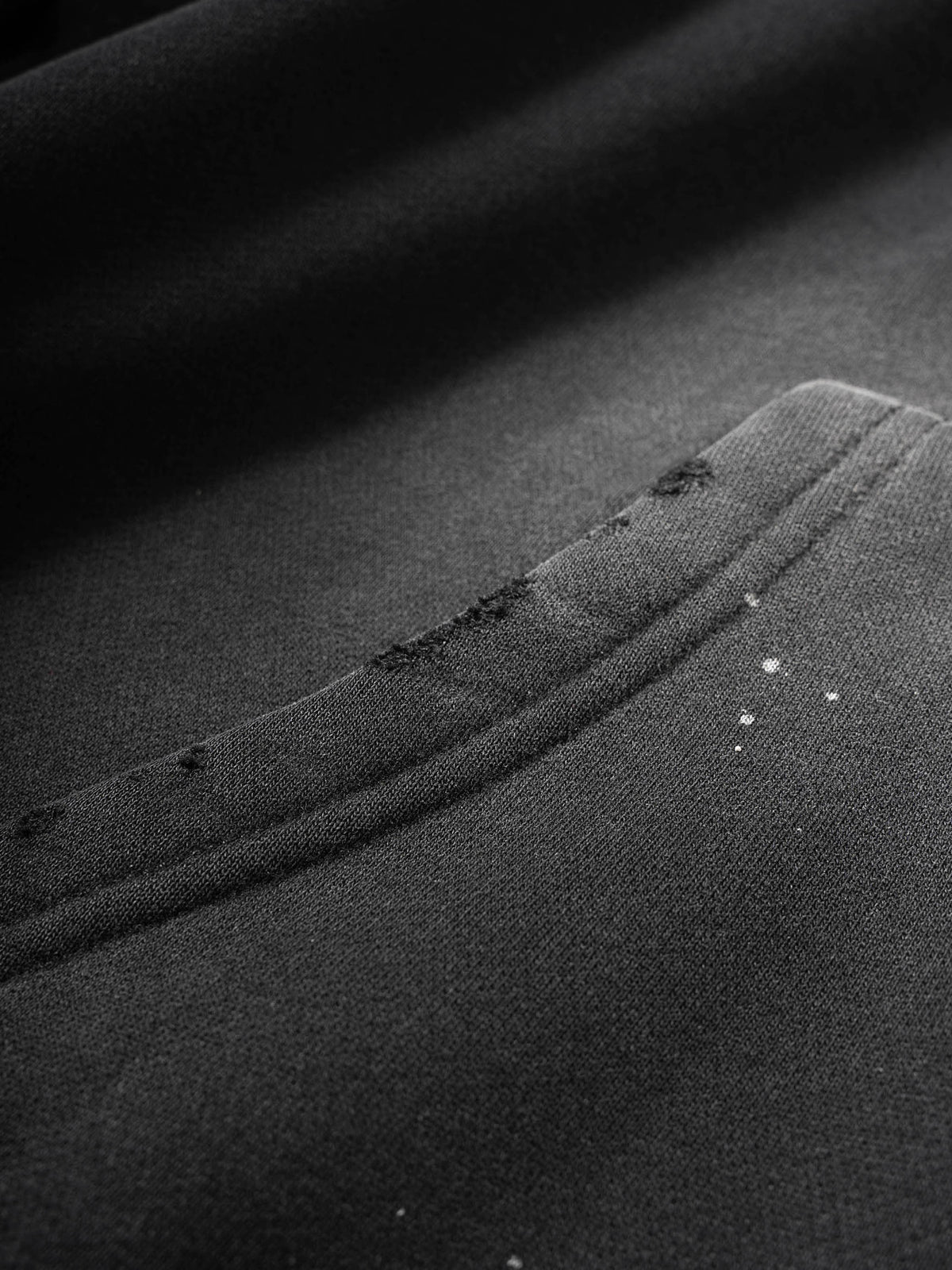 Vintage Wash Frayed Hoodie (Black)